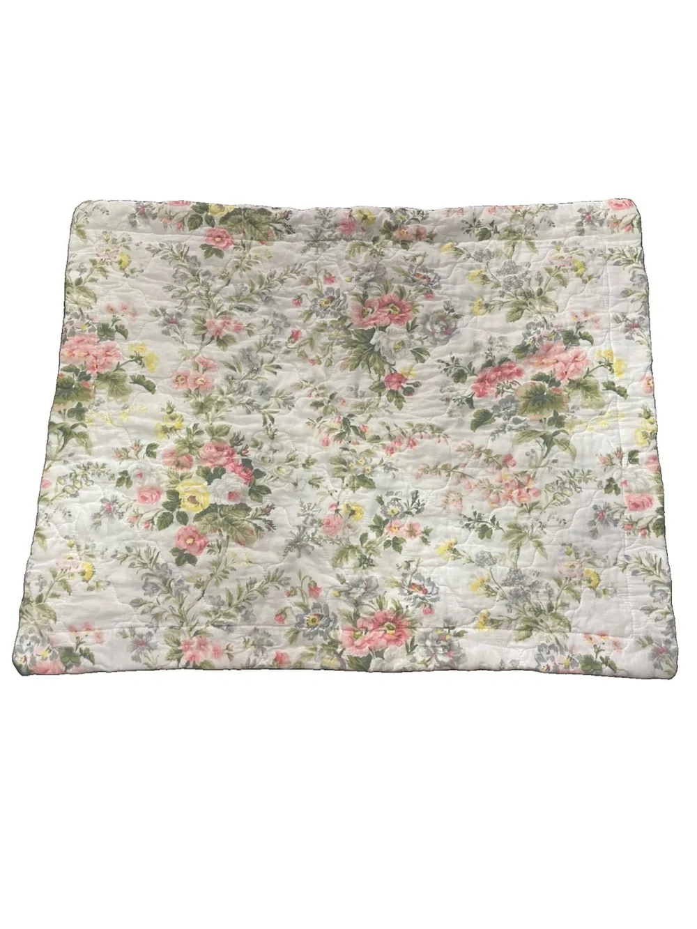 Laura Ashley Standard Pillow Shams Set 2 Pink Floral Quilted Cottage